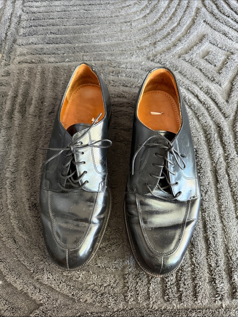 Men's Black Leather Lace-Up Dress Shoes